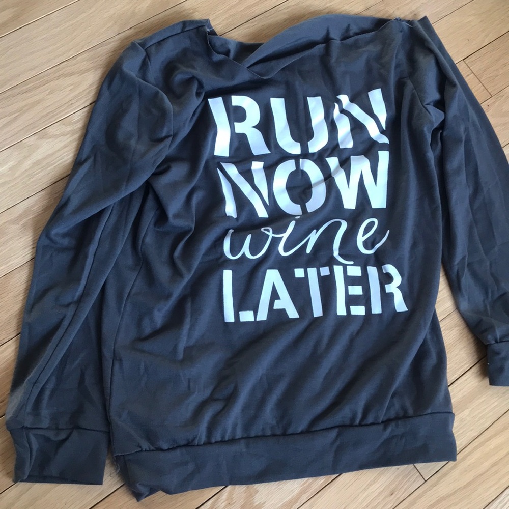 ✨1 SHOULDER RUN NOW WINE LATER TOP *Nwt*✨ - Picture 2 of 7